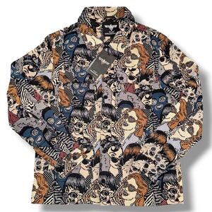 Tapestry Shirt Jacket Mens L Multi Faces Graphic VTPJ-007